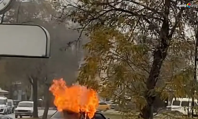Elazığ'da Seyir Halindeki Otomobil Alev Aldı! Araç Küle Döndü!