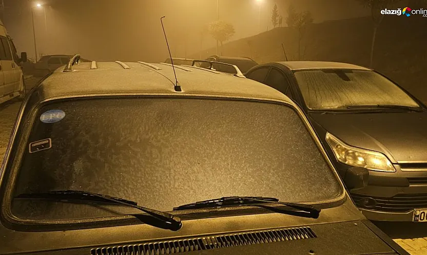 Gece ayazı Elazığ'ı sert vurdu: Araç camları buz tuttu