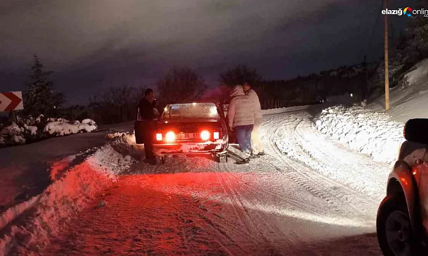 Harput'un karı şakaya gelmez! Yolda kalan vatandaşa belediye desteği