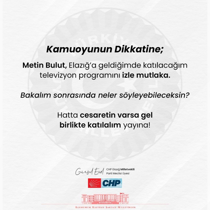 Vekil Erol'dan Vekil Bulut'a hodri meydan!