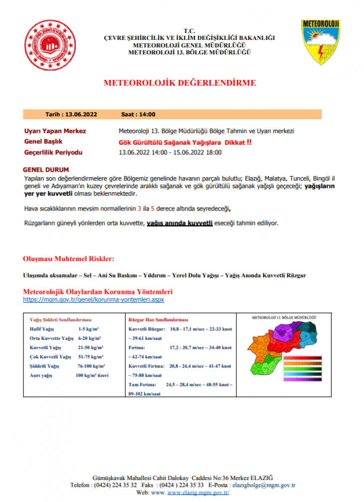 Elazığ Valiliği sel ve su baskınlarına karşı uyardı!